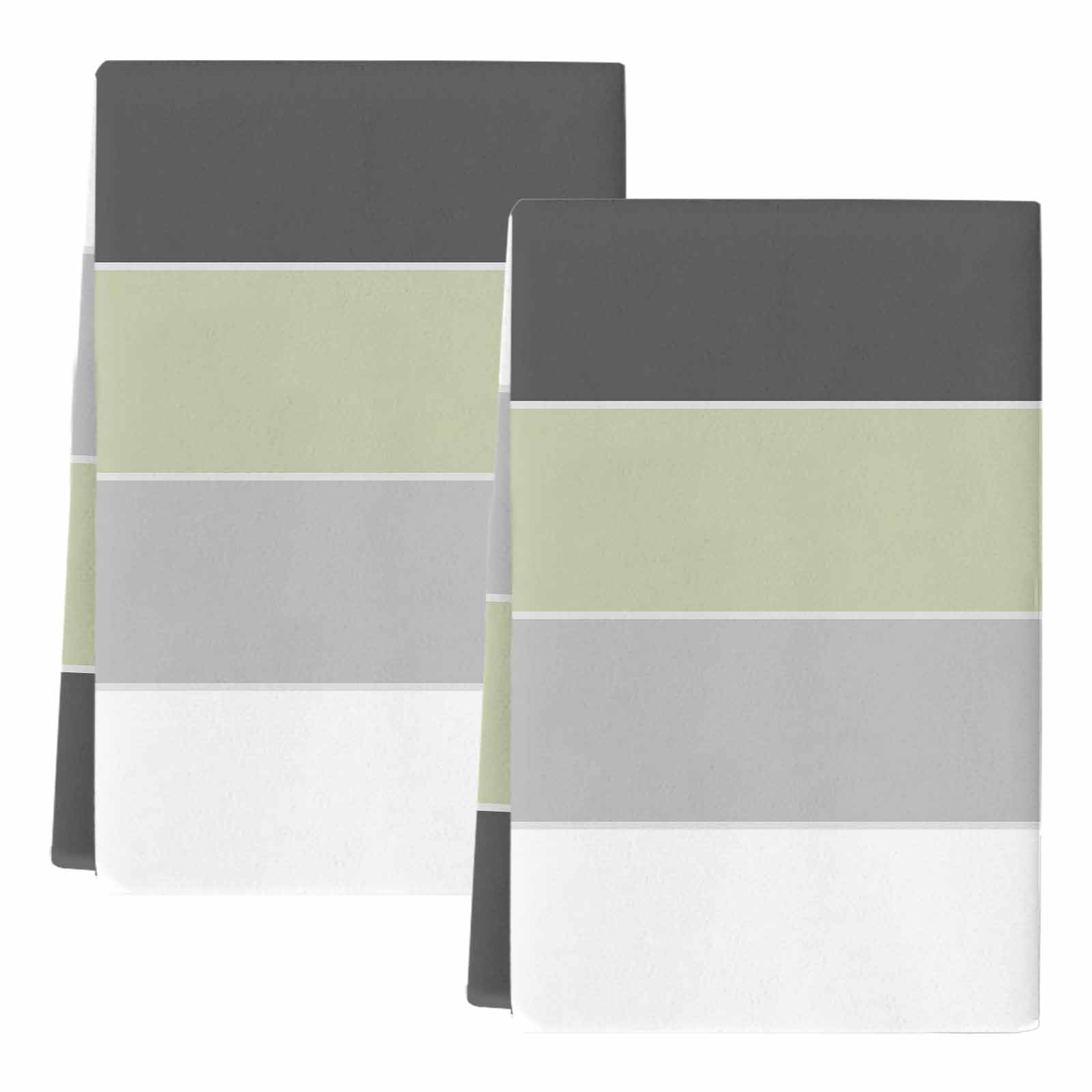 Grey Green Striped Kitchen Towels Set of 2, Farmhouse Modern Soft Microfiber Dish Towels, Absorbent Quick-Dry Washable Dishcloths for Kitchen Cleaning, Drying Dishes, 18x28 Inches