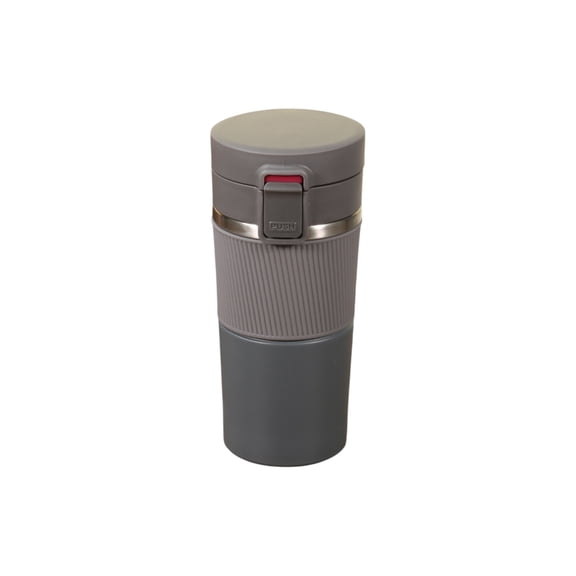 Grey Grey 304 Stainless Steel Insulated Coffee Cup With One Click Lid And Rubber Cover Car Travel Mug Household Thermal Mug