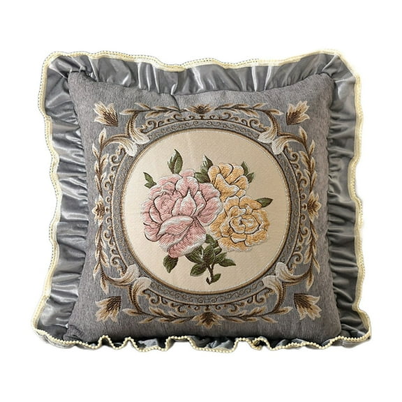 Grey Grey Lace Pillow For Sofa Living Room And Bedroom Decorative Fabric Embroidery With Fringe For Waist Cushion And Backrest Nylon Spandex Material Lace Pillow