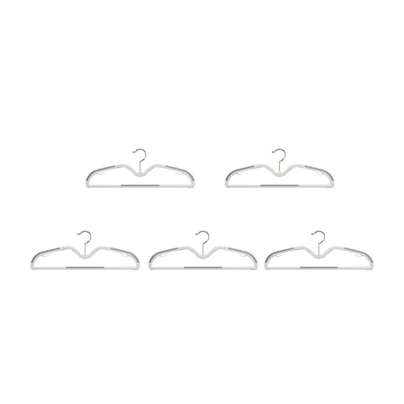 Grey Grey Plastic Hangers With Anti-Slip Coating 5-Pack Plastic Material 16.5 Inches Long For Closet Organization Hangers