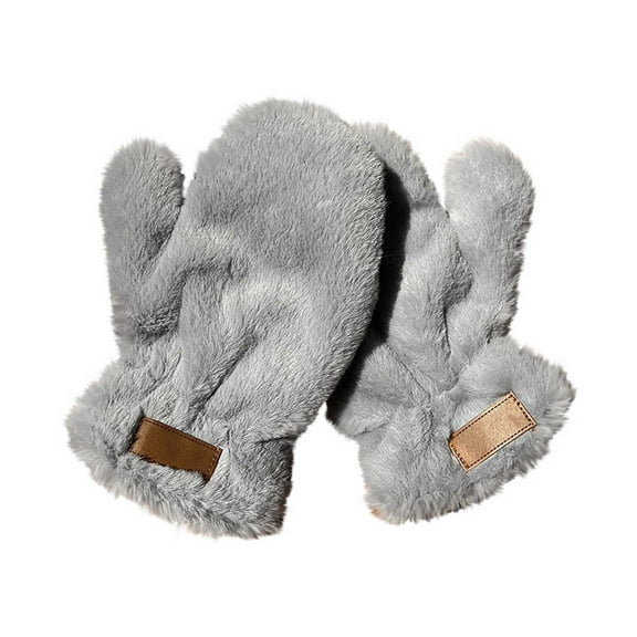 Grey Grey Plush Fleece Winter Gloves For Women Men Soft Warm Windproof Imitation Rabbit Fur Cold Weather Touchscreen