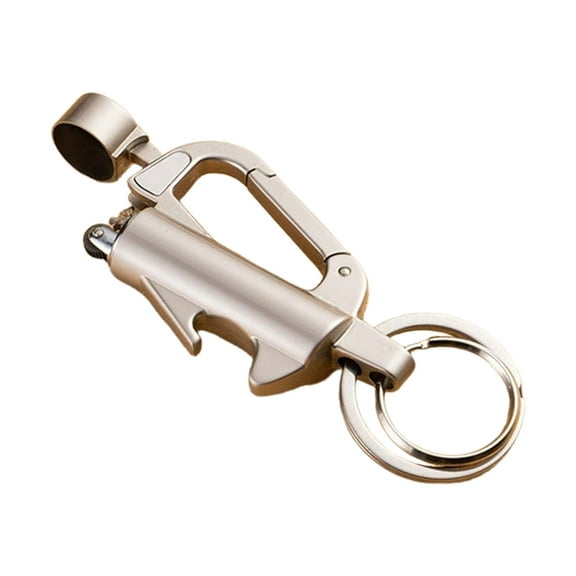 Grey Grinding Wheel Kerosene Keychain Lighter With Bottle Opener And Keyring Metal Construction 3.3X1.3X0.6 Inches