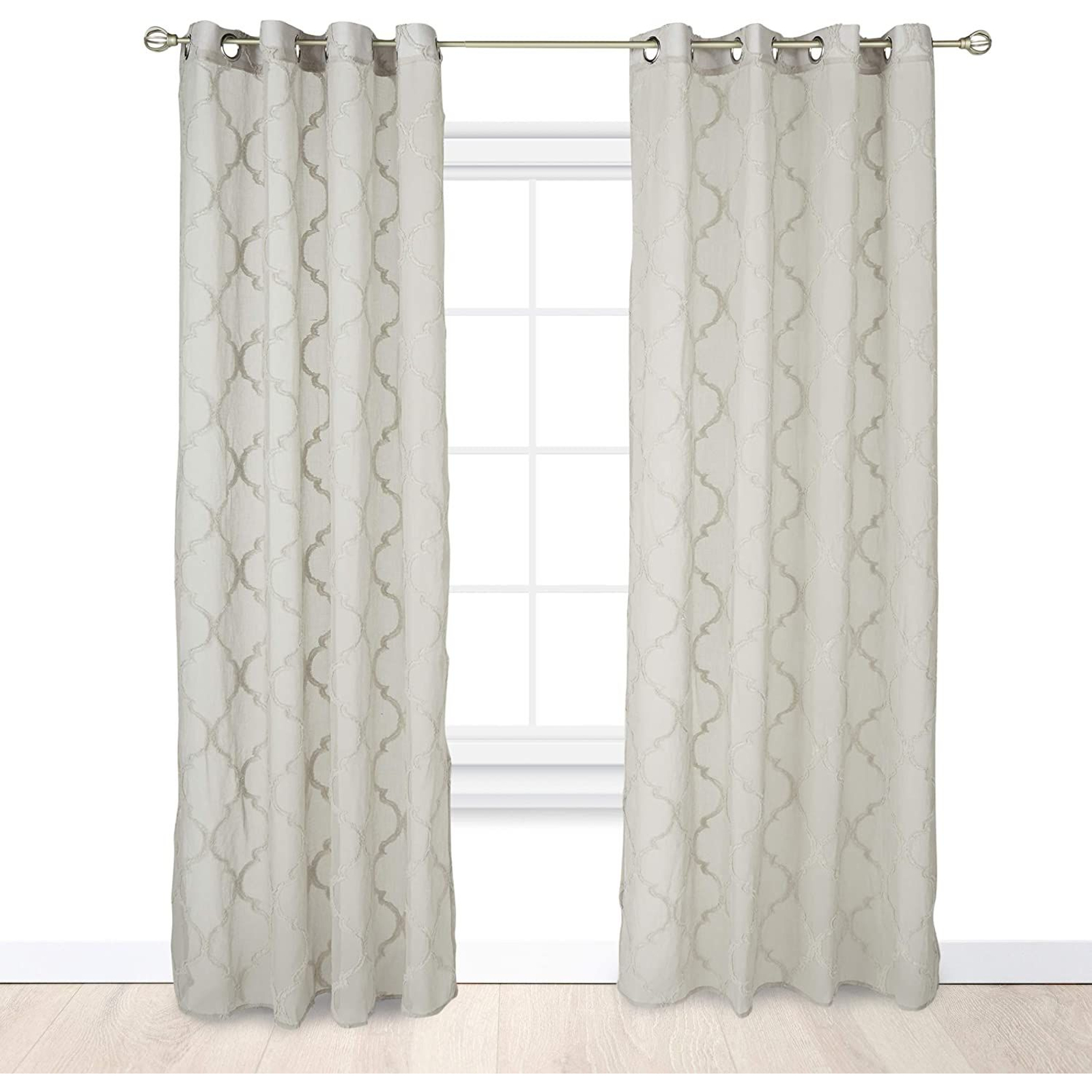 Elegant Comfort Set di 2 tende con mantovana a cascata, effetto jacquard, 150 x 200 cm, giallo