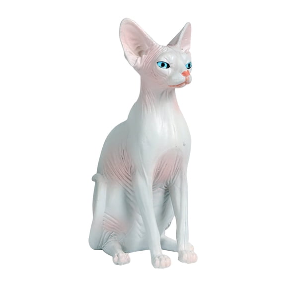 Grey Hairless Cat Pet Animal Model Figure Toy Simulation Kids Educational Collectible Fun Play