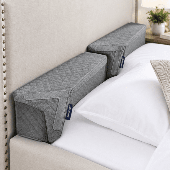 Grey Half Cal-King 36" (2-pk) Bed Wedge Pillow Set for Headboard Gap Filler