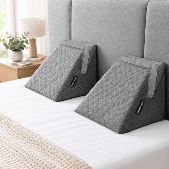 Grey Half King 38" (2-pk) Bed Wedge Pillow Set for Headboard Gap Filling