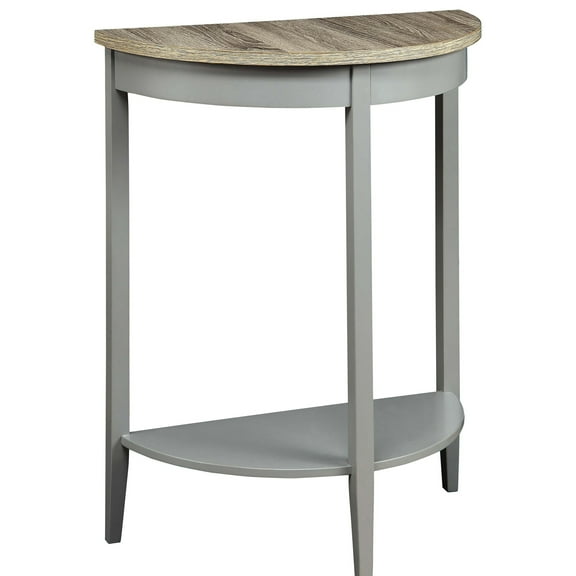 Grey Half Moon Console Table For Stylish Entryway With Shelf Rustic Style Oak Organization