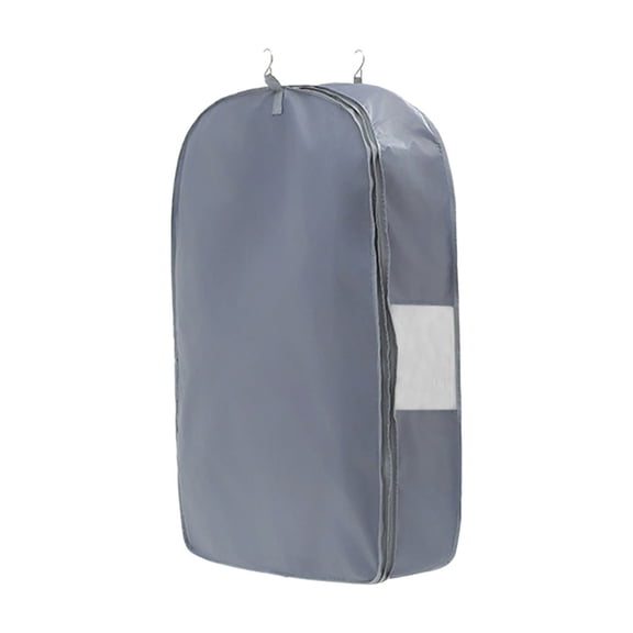Grey Hanging Clothes Storage Bag Transparent Dust Cover For Wardrobe Organization Compress Garment Save Space No Fold Needed Large Capacity For Jackets Coats Durable Tear Resistant Materia