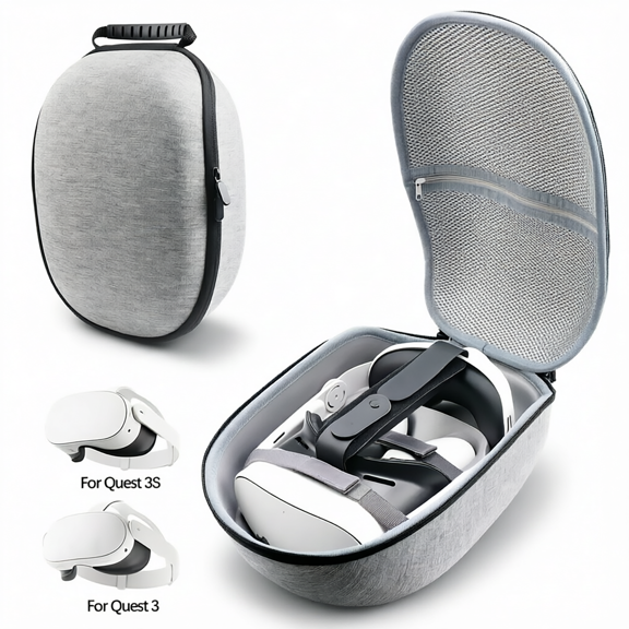 For Grey Hard VR Storage Case Compatible with Meta Quest 3 Shockproof Scratch Resistant Portable Carrying Bag Store VR Headset & Accessories For Travel Home Use
