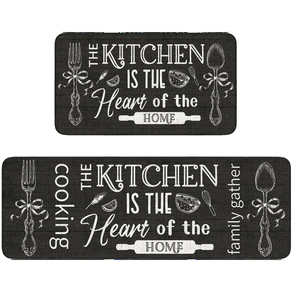 Grey Farmhouse Chef Kitchen Rugs and Mats Set of 2, 17"x47"+17"x30" Non-Slip Machine Washable Runner Rugs for Kitchen Floor, Soft Kitchen Mat Set for Home,Laundry Room,Chef Pattern