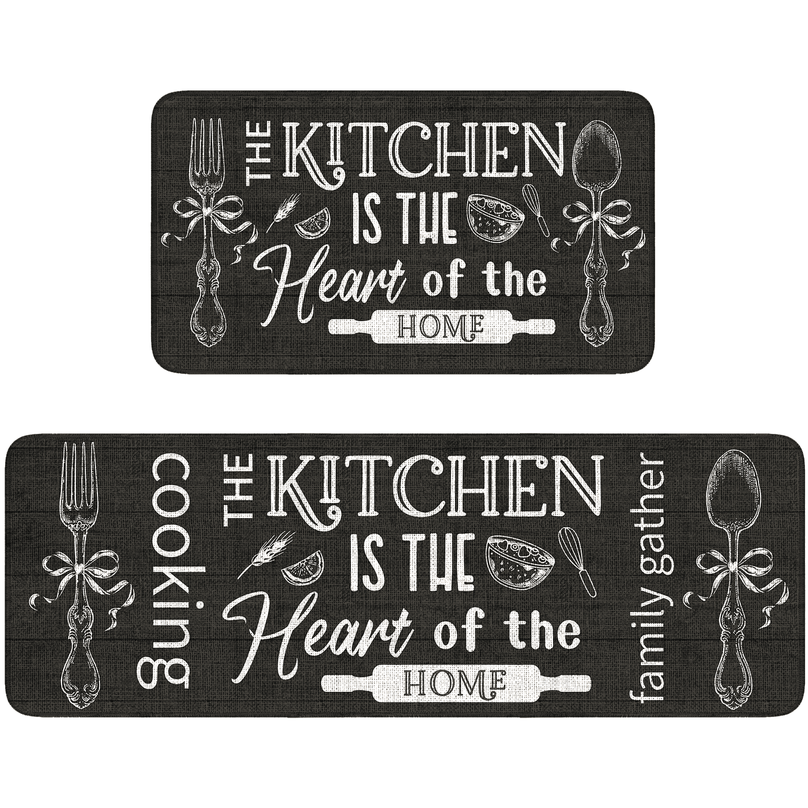 Grey Farmhouse Chef Kitchen Rugs and Mats Set of 2, 17