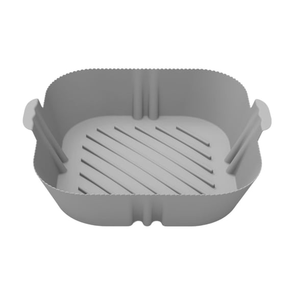 Grey Heat-Resistant Silicone Baking Pan For Air Fryer, Non-Stick Square Cookware - Gray