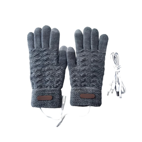 Grey Heated Finger Gloves Winter Warm Full Finger Gloves Knitted Heating Gloves For Cold Weather One Size Fits All 8.28 X 4.52 X 0.79 Inches 0.20 Lb