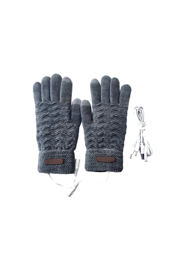 Grey Heated Finger Gloves Winter Warm Full Finger Gloves Knitted Heating Gloves For Cold Weather One Size Fits All 8.28 X 4.52 X 0.79 Inches 0.20 Lb