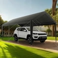 thumbnail image 1 of Grey Heavy Duty 10 x 20 FT Car Canopy Shelter, Portable Car Garage Tent for Weather Protection, 1 of 11
