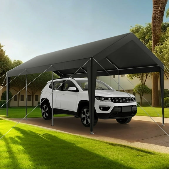 Grey Heavy Duty 10 x 20 FT Car Canopy Shelter, Portable Car Garage Tent for Weather Protection