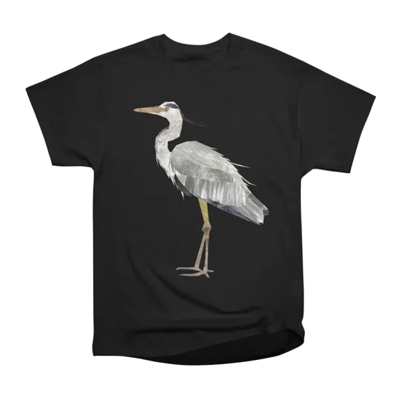 Grey Heron T-Shirt Tee Gift For Him Merch For Her Apparel For Friend