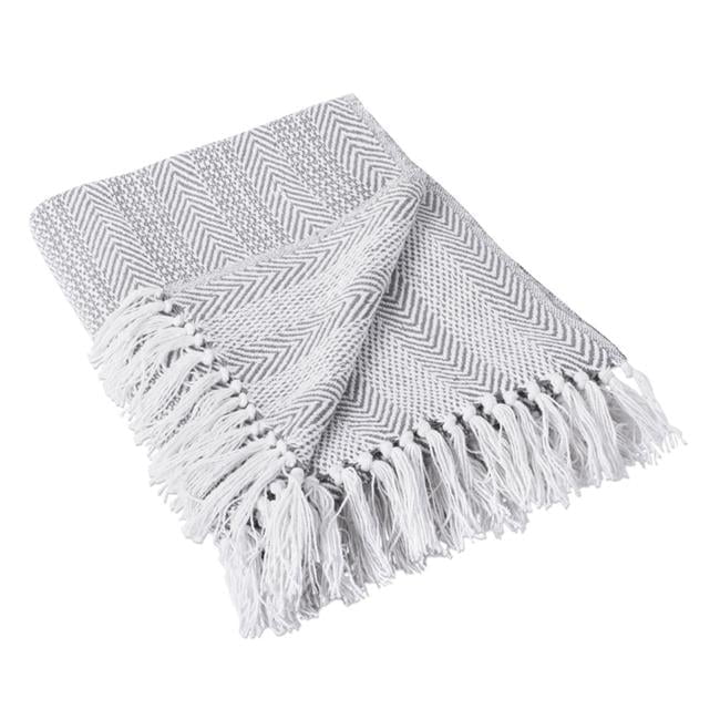 Cozy Cotton Sherpa Throw Blanket 50x60, Machine Washable, Gray