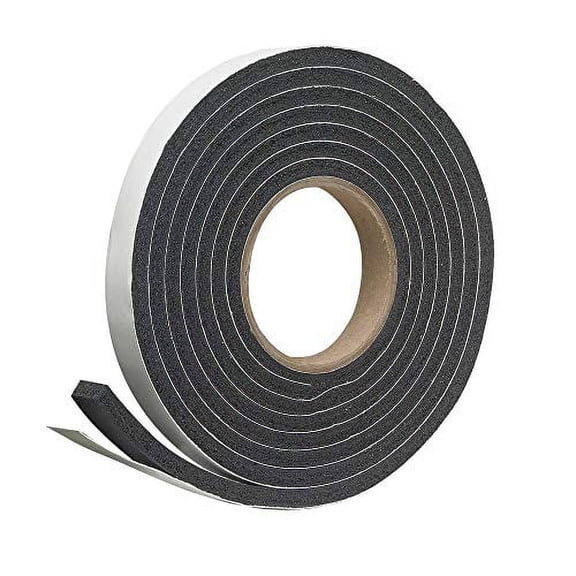 Randall Manufacturing Highly Compressable Foam Self Adhesive Weather Stripping, 1/4" Thick x 3/8" Wide, 17 ft, Grey