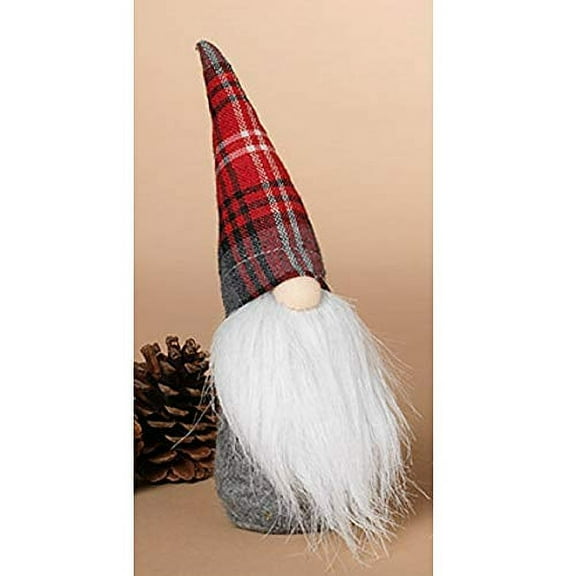 Grey Holiday Plush Gnome with Tartan Hat 8 Inch New