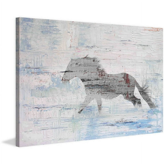 "Grey Horse Trot 2" Painting Print on Wrapped Canvas