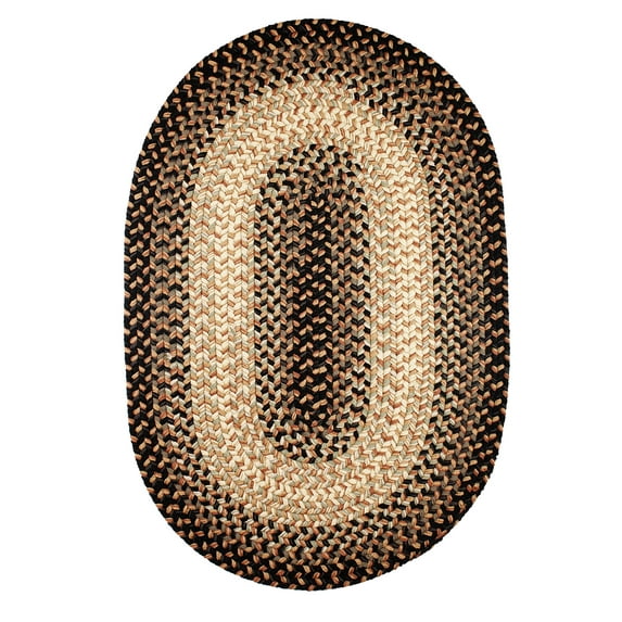 Grey Indoor & Outdoor Rug, Braided Textured Design, 2Ft. X 4Ft. Oval Runner Sunroom/Porch Carpet