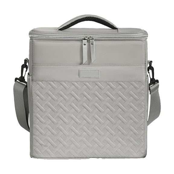 Grey Insulated Lunch Bag With Shoulder Strap, Leakproof And Reusable Cooler Tote For Work, School, Picnic, Beach, 12.6X11.81X8.66In 0.83Lb
