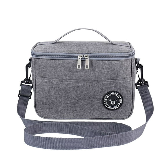Grey Insulated Lunch Box Bag For Bento And Snacks Aluminum Foil Construction For Warm Or Cool Food Portable And Easy Carry