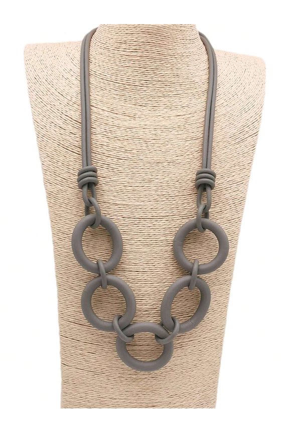 Grey Interlocking Ring Statement Necklace For Women