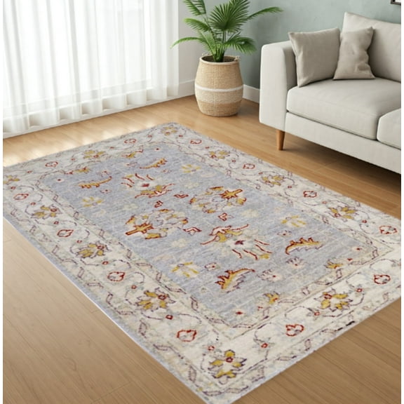 Grey & Ivory Premium Handwoven Pure Wool Chobrang Rug, 2ft 8in x 4ft 0in