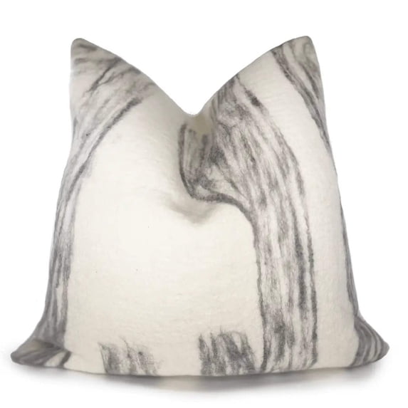 Grey Ivory Wool Accent Pillow