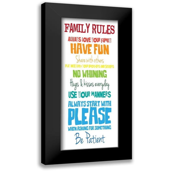 Grey, Jace 10x18 Black Modern Framed Museum Art Print Titled - Family Rules Rainbow No Distress