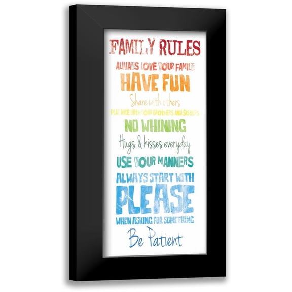 Grey, Jace 10x18 Black Modern Framed Museum Art Print Titled - Family Rules rainbow