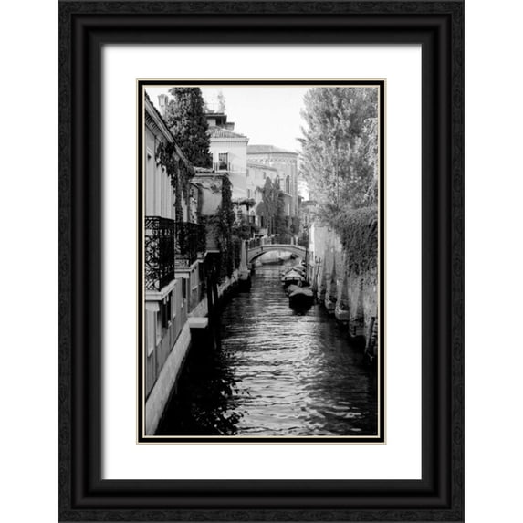 Grey, Jace 11x14 Black Ornate Wood Framed with Double Matting Museum Art Print Titled - Cinque calli di Venezia 5