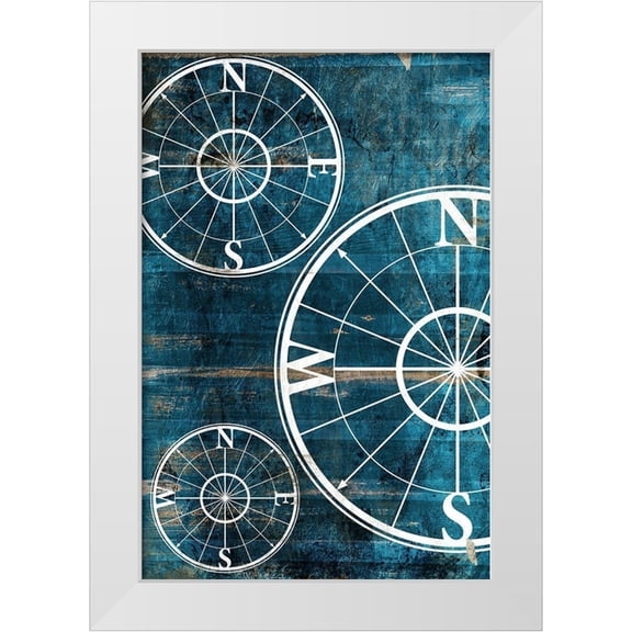 Grey, Jace 11x14 White Modern Wood Framed Museum Art Print Titled - Wooden Compass Blue