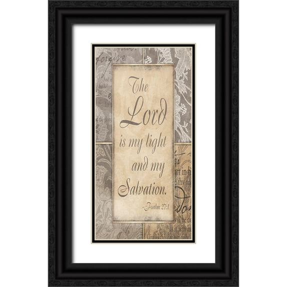 Grey, Jace 11x18 Black Ornate Wood Framed with Double Matting Museum Art Print Titled - Light And My Salvation