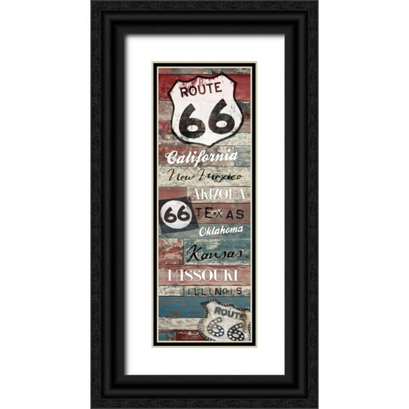 Grey, Jace 11x24 Black Ornate Wood Framed with Double Matting Museum Art Print Titled - Route 66 states