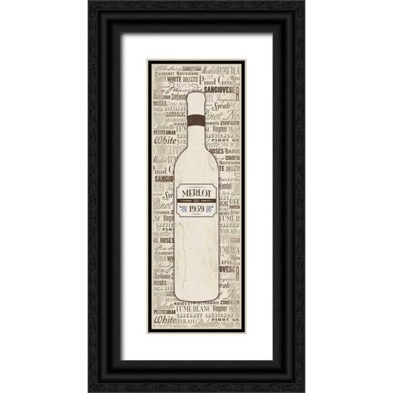 Grey, Jace 11x24 Black Ornate Wood Framed with Double Matting Museum Art Print Titled - WINE CREAM