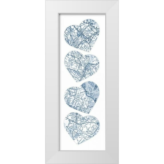 Grey, Jace 11x24 White Modern Wood Framed Museum Art Print Titled - Map To Your Heart 3