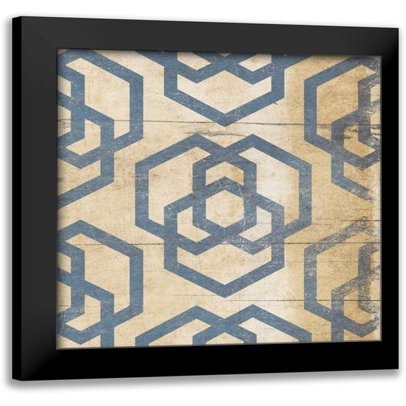 Grey, Jace 12x12 Black Modern Framed Museum Art Print Titled - Blue Geo 6