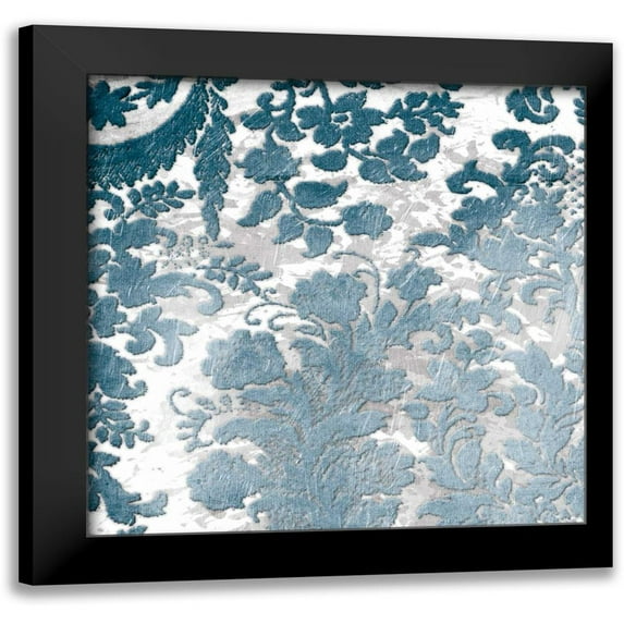 Grey, Jace 12x12 Black Modern Framed Museum Art Print Titled - Blue Silver Floral Stamp