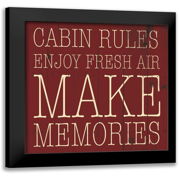 Grey, Jace 12x12 Black Modern Framed Museum Art Print Titled - Cabin Rules Enjoy