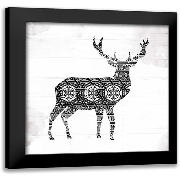 Grey, Jace 12x12 Black Modern Framed Museum Art Print Titled - Deer Patterns