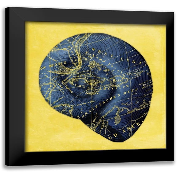 Grey, Jace 12x12 Black Modern Framed Museum Art Print Titled - Map Shell 2 Y Indigo