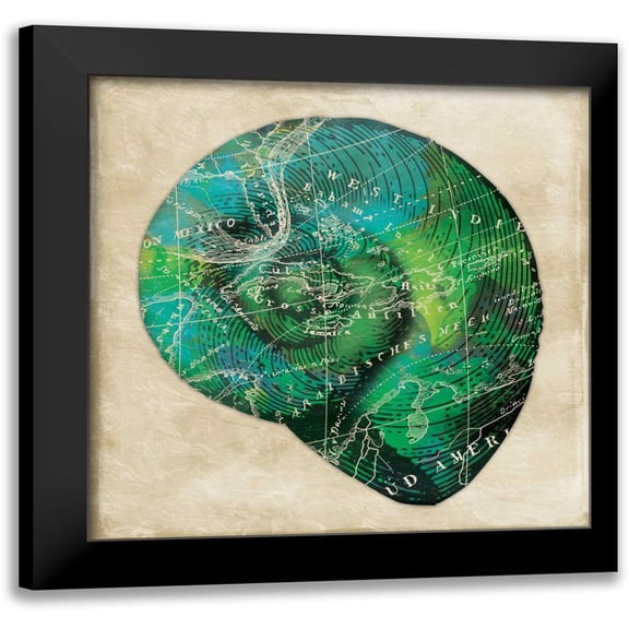 Grey, Jace 12x12 Black Modern Framed Museum Art Print Titled - Map Shell2
