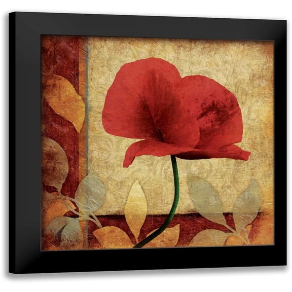 Grey, Jace 12x12 Black Modern Framed Museum Art Print Titled - Poppies Patch Mate Bright