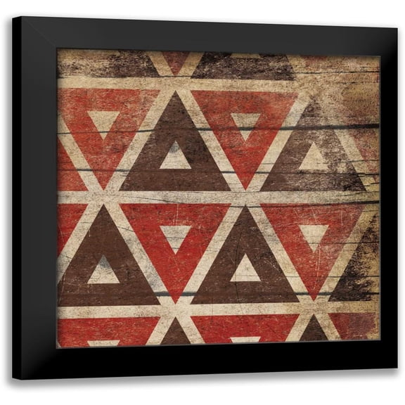 Grey, Jace 12x12 Black Modern Framed Museum Art Print Titled - Red Geo 3