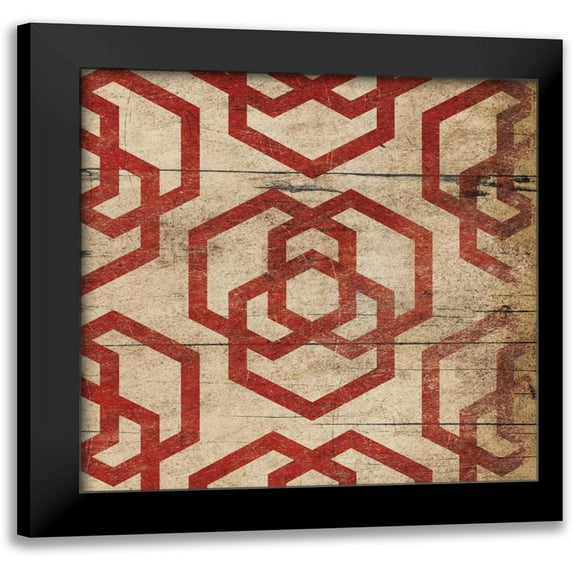 Grey, Jace 12x12 Black Modern Framed Museum Art Print Titled - Red Geo 6