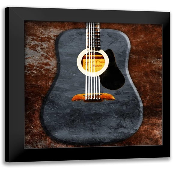 Grey, Jace 12x12 Black Modern Framed Museum Art Print Titled - Rustic Acoustic Guitar