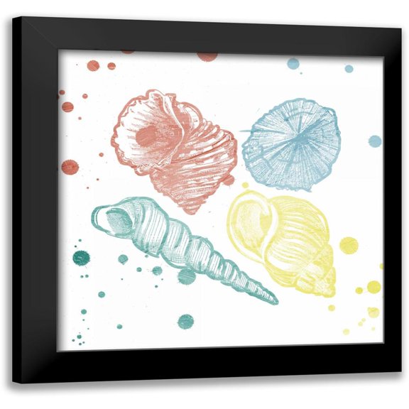 Grey, Jace 12x12 Black Modern Framed Museum Art Print Titled - Soft Color Splatter Shells Mate